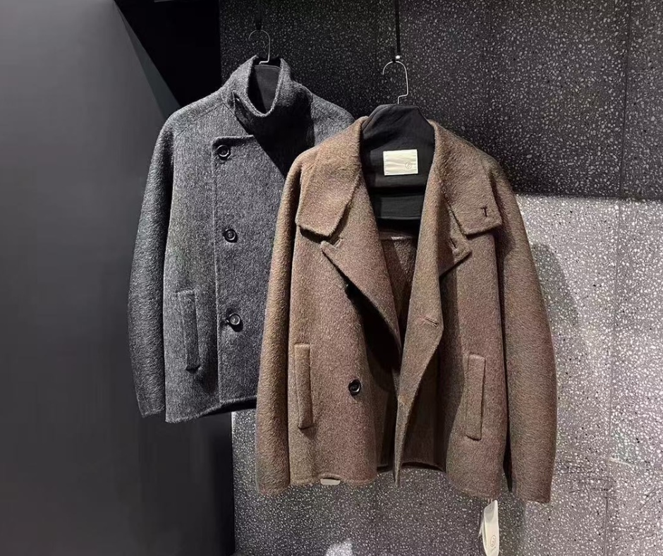 Men's Mid-length coat (90% wool, 5% cashmere, 5% silk)