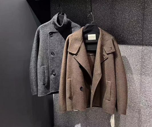 Men's Mid-length coat (90% wool, 5% cashmere, 5% silk)